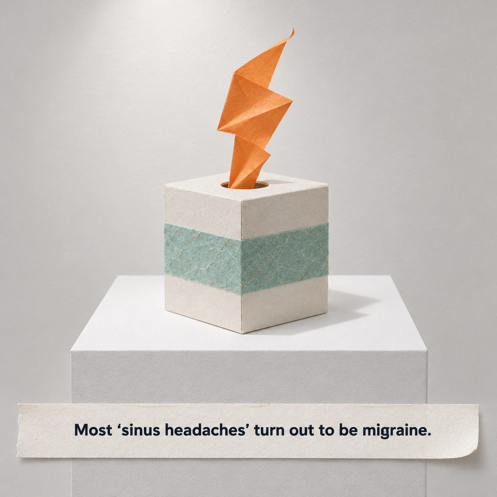 Tissue box sculpture with an orange paper lightning bolt